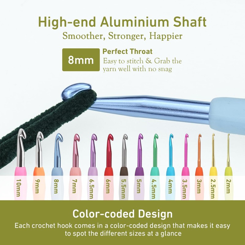 8mm Crochet Hook, Supers Smooth 8 mm Ergonomic Crochet Hooks