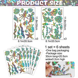 DRWSSR 6 Sheets 3D Removable Colorful Sea Animal Wall Decals DIY Fish Turtles Jellyfish Seaweed Starfish Wall Decals Vinyl Prism Decal for Girls Bedroom Bathroom Windows Glass Door Refrigerator Decor