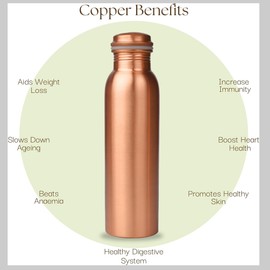 SAJTOX Pure Copper Water Bottle - 32 oz - Indian Handmade Copper Bottle for Drinking Water at Travel, Hiking, Gym, Office, Outdoor
