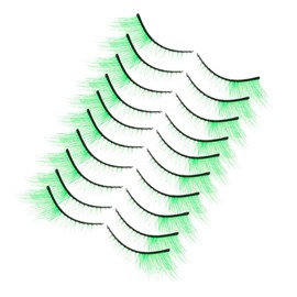 TOVINANNA 10 Pairs Green Eyelashes St. Patrick's Day Exaggerated False Eyelashes for Party Green Lash Kit for Irish Festival Wispy Strip Lashes