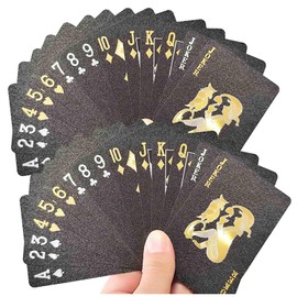 Tbecor 2 Pack Waterproof Playing Cards, Deck of Cards, Plastic Playing Cards, Gift Poker Cards (Black and Black)