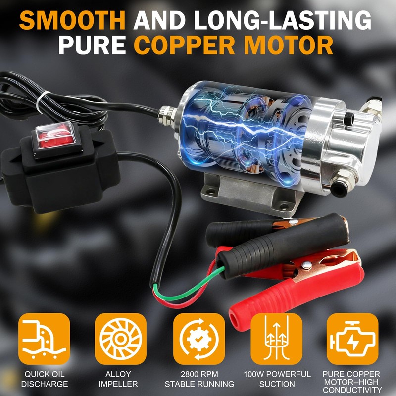 12V 100W Oil Change Extractor Pump, Electric Oil Transfer Pump