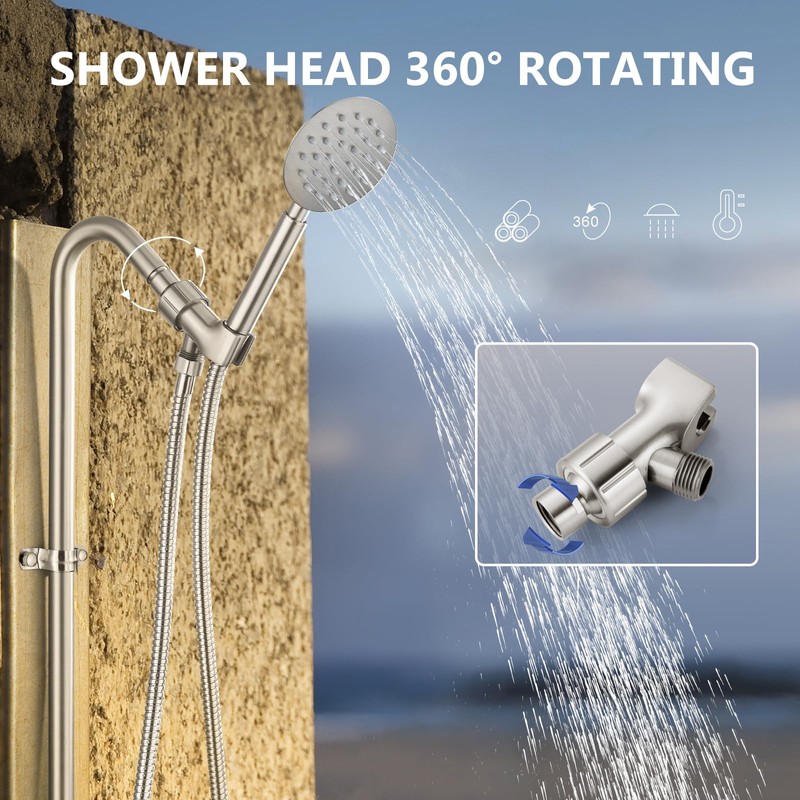 Aolemi Outdoor Shower Fixtures with Handheld,Hot and Cold,Brushed Nickel |