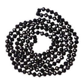 Ambrum Long Crystal Wrap Necklace Women Beaded Knotted Jewelry Champagne Bling Beads Strands Endless Necklace (60 inch Black Crystal)