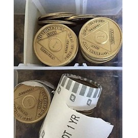 RecoveryChip Bulk Lot of 25 AA Medallions Metal Sobriety Coins You Pick Mix Years 1-65 Available