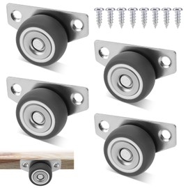 Set of 4 Side Mount Casters, 1.25 Inch Small Rubber Caster Wheels 140lbs Load Capacity Low Profile Mini Caster Non Swivel No Noise Bed Caster Wheel with Screw for Cart Home Office Furniture Appliance