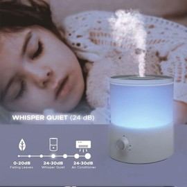 H1-XIT 2 Pack of 2L Cool Mist Humidifier, Top Refill, Nano Fine Mist Out Put, No Leakage for baby, bedroom, living room