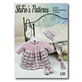 Crochet Pattern for Babies Matinee Jacket, Bonnet and Matching Booties, 0 to 3 Months, UK Crochet Terminology, Double Knitting Baby’s Crochet Pattern, CP278