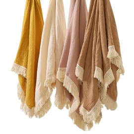 Aloonii Extra Large Baby Swaddle Blanket with Fringe | 100% Pure Cotton | Gorgeous Boho Blanket (Dandelion)