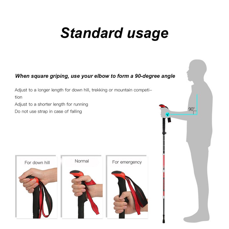 Collapsible Lightweight Aluminum Pole Hiking Stick Cane for Trekking Mountaineering