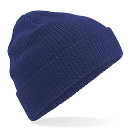 Beechfield Unisex Organic Cotton Beanie, Navy (Oxford navy)