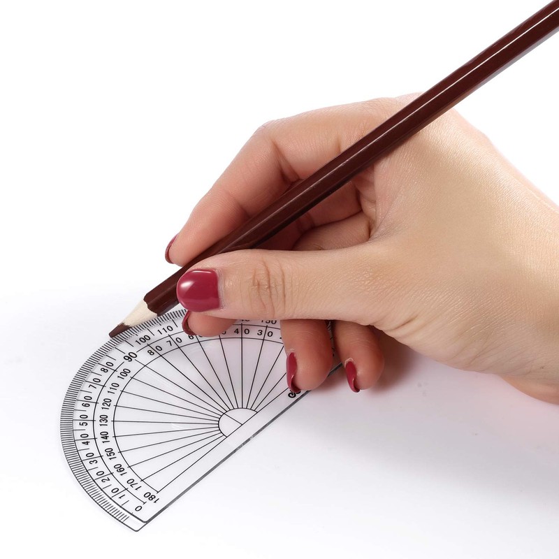 Plastic Protractor Math Protractors 180 Degrees, 4 Inch, Clear, Pack