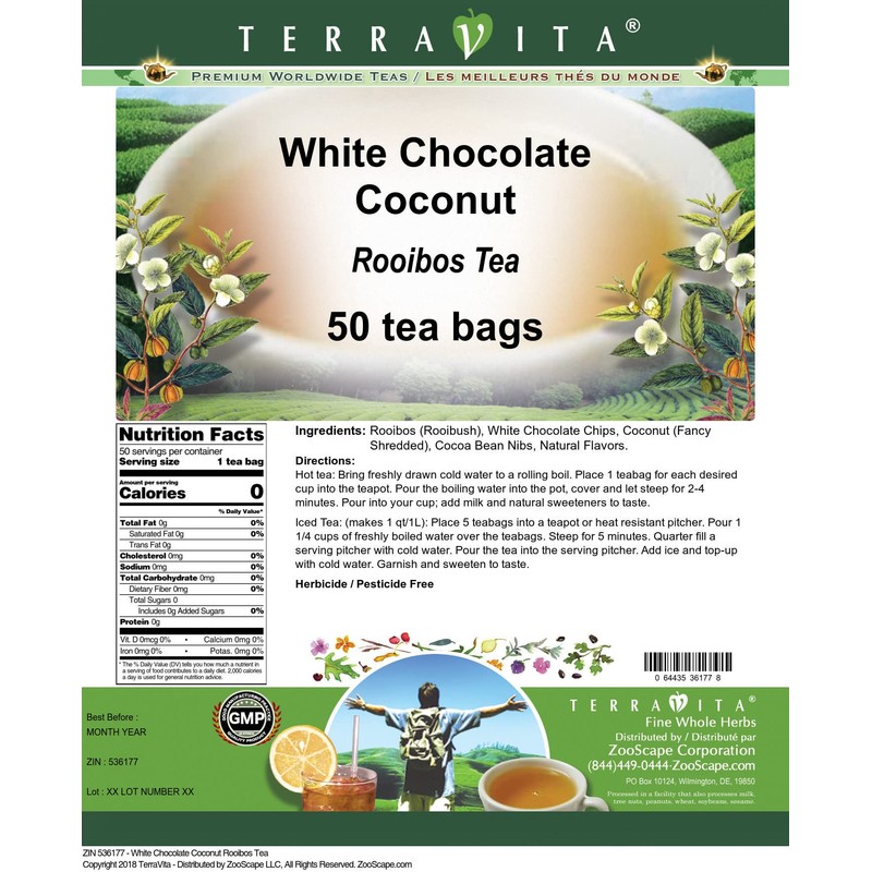 White Chocolate Coconut Rooibos Tea (50 tea bags, ZIN: 536177)