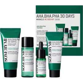 AHA BHA PHA 30Days Miracle AC SOS Kit – Toner, Serum, Crema y Foam para Cuidado Diario Suave
