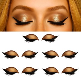 5 Pares De Parches Para Pestañas Postizas, 3 En 1, Autoadhesivos, Reutilizables, Para Maquillaje De Ojos Rápido, Con Pestañas Postizas, Sombras, Para Fiestas Y Bailes De Graduación (Dorado)