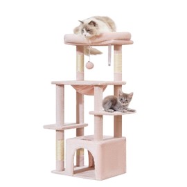 Taoqimiao Cat Tree,39.4-Inch Cat Tower for Indoor Cats,Suitable for Kittens with Luxurious cat condo with Soft Hammock and Luxurious Perch MS027P Jelly Pink