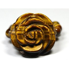 [Stone Distribution Center] [Ring] Flower Ring Tiger Eye (Bead Type) Natural Stone Power Stone