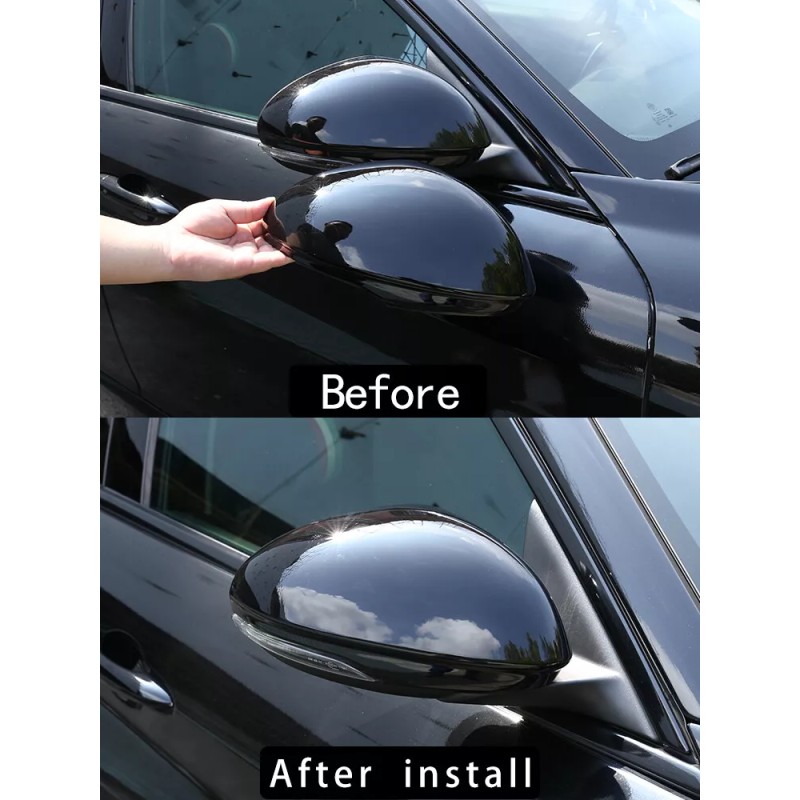 e-power-auto-Trim For Alfa Romeo Giulia 17-22 Black Side Rearview Mirror