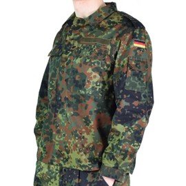 Original German Army Jacket Zipped Fleck-tarn Camouflage Tactical Combat BW Military Issue Field Shirt (XL Short)