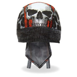 Hot Leathers HWH1098 Jumbo Skull Headwrap - One Size Fits Most Black