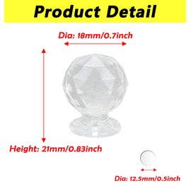 Savagrow 20pcs Self Stick Makeup Case Knobs Acrylic Clear Ball-Diamond Shape Drawer Knobs, 18x21MM with Double-Sides Adhesive