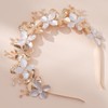 fdsmall Metal Flower Hair Hoop for Women Gold Acrylic Crystal