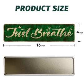 CIVOTIL Just Breathe Sign, Everyday Inspirational Quotes Words Home Wall Sign On Novelty Tin Print Wall Art Gift Idea 4" x 16"