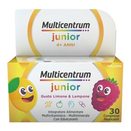 Multicentrum Junior Integratore alimentare Multivitaminico Completo, apporto completo formulato per i bambini 4+, Gusto Limone e Lampone, 30 Compresse