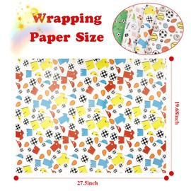 Soccer Wrapping Paper Birthday Wrapping Papers 12Sheets 4 Style 19.7 X 27.5in Folded Flat Gift Wrap Paper Football Wrapping Papers Sports Football Wrapping Paper Roll Sports Gift Wrap Paper For Boys