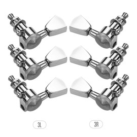 6 Pieces 3L3R Guitar String Tuning Pegs Locking Tuners Machine Heads Knobs for Acoustic Electric Guitars Replacement Accessories with Mounting Screws and Ferrules Silver