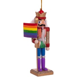 6-Inch Wooden Gay Pride Nutcracker Ornament, Multi-colored