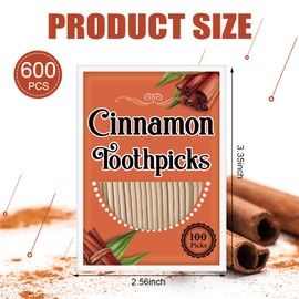 Irenare 600 Pcs Toothpick Cinnamon Wood Flavored Cinnamon Toothpicks Bulk for Adults Disposable Oral Hygiene Teeth Dental Care, 6 Pack