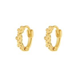 Flower Small Hoop Earrings for Women Cartilage Dainty Cute 925 Sterling Silver Post Floral Huggie Hoops Hypoallergenic Fashion Minimalist Trendy Jewelry, Small, Brass, No Gemstone