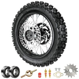 XIKOBY 12" Rear Wheel 80/100-12 3.00-12 Dirt Bike Tire Rim Assembly Compatible with 110cc 125cc SSR SR125 CRF70 CRF110F KX65 KLX110 KLX110L TTR90 TTR110 PW80 JR80 Baja DR70 Off Road Pit Bike Parts