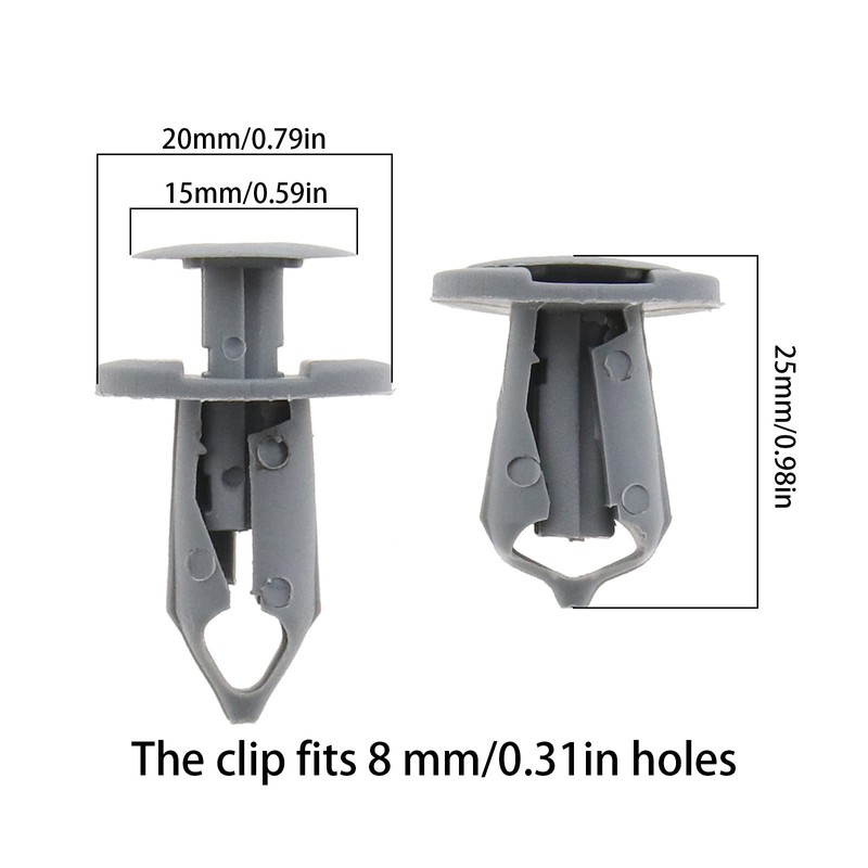 YINETTECH 50 x Grey Longer Trim Panel Fixing Lining Clips