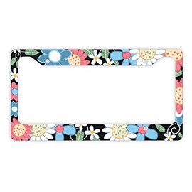 Flower Power Pretty Floral Pattern License Plate Frame Decorative Flowers Plate Frame Flowers