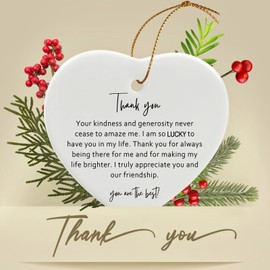 Jocidea Thank You Keepsake for Friend - Heart Christmas Ornament - Say Thanks - Friend Appreciation Gift