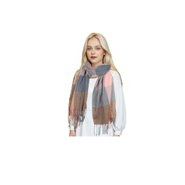 Sumato Scarf for Women Fall Winter Lightweight Shawl Wraps Long Big Blanket Women Scarves Warm Soft Cashmere Feel Plaid Pattern Khaki Pink