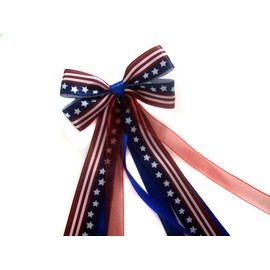 Ribbon Streamer Ponytail Holder Collection (Alligator Clip, Patriotic American Flag)