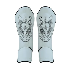 Playwell Matte White "Twin Tiger" Muay Thai Shin Guards - Pair (Medium)