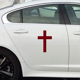 NBFU Christian Cross Religious Symbols 1 (Burgundy) (Set Of 2) Premium Waterproof Vinyl Decal Stickers For Laptop Phone Accessory Helmet Car Window Bumper Mug Tuber Cup Door Wall Decoration