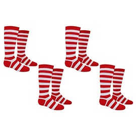 Sock House Co. Rugby Knee High Socks (4 Pair) - Youth Striped Sport Novelty Socks - Fits Kids Shoe Size: 9-3 (Red/White)