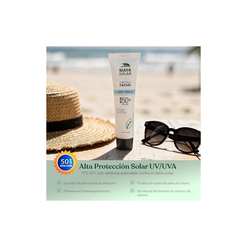 MAYA SOLAR Protector Solar Facial Control De Brillo FPS 50+