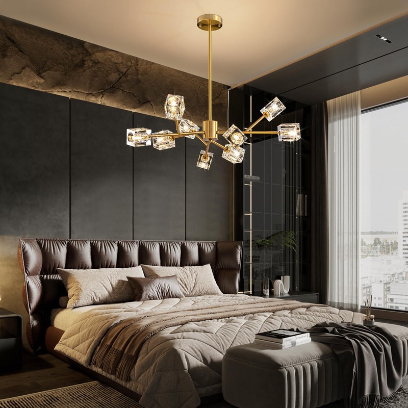 HLMRCHEN Crystal Dining Room Chandelier,32" Large Modern Chandeliers, Over Dining