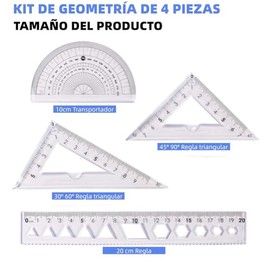 Lumbor37 Geometría, Kit de Juego de Geometría, Math Set, El Juego de Reglas Flexibles Incluye un Transportador, una Regla y una Regla Triangular, Se P