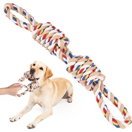 PawfectPals Indestructible Tough Twisted Dog Chew Rope Toy Teething and Tug of War for Large Dogs (Double Grip Loops and Knots)