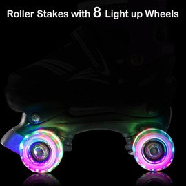 JeeFree Kids Roller Skates,Adjustable Roller Skates for Girls and Boys,Girls Roller Skates with Light up Wheels,Outdoor Quad Roller Skates for Girls (Size S: 10C-13C, Size M: 13C-3Y)