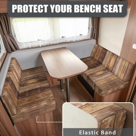 SUITOSELFY RV Dinette Cushion Covers Wood Grain Print Camper Cushion Covers Dinette Booth Set South Western RV Seat Covers for Travel Trailer Couch Sofa,1 Bench Cover,1 Backrest Cover