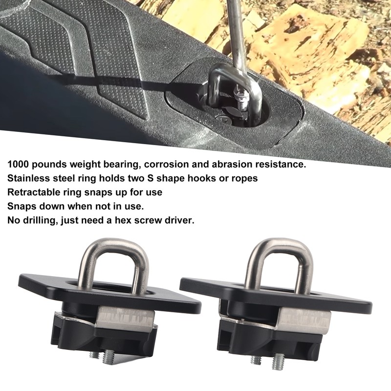 2pcs Stainless Steel Bull Ring Truck Bed Side Tie Down
