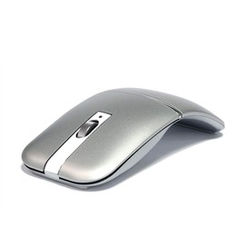 NORMIA RITA Foldable Arc Wireless Mouse Silent Click Bluetooth 2.4GHz Dual Modes Portable Curved Mouse for Home, Office, Travel (Silver)